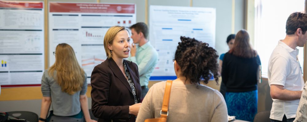 Students talking at a conference