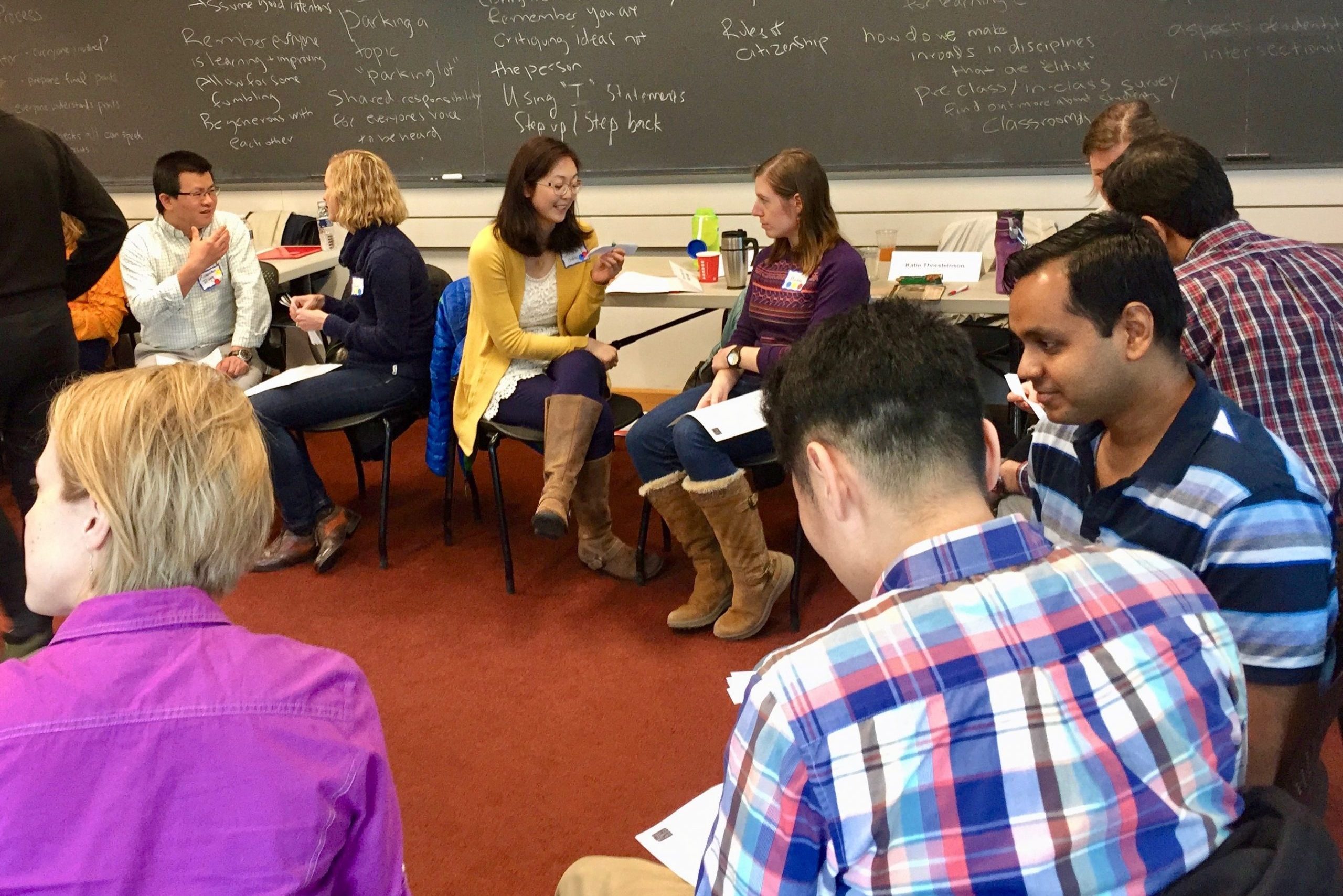 Graduate and postdoctoral participants in the Inclusive Teaching Institute 2018 practice intergroup dialogue skills